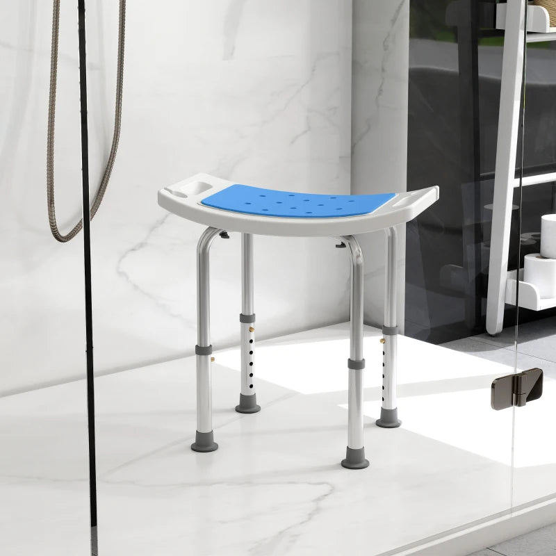 Height Adjustable Shower Chair, 20.5"W Aluminum Shower Stool for Inside Shower with Suction Cup Feet, EVA Padded Bath Seat for Senior, Elderly, Disabled