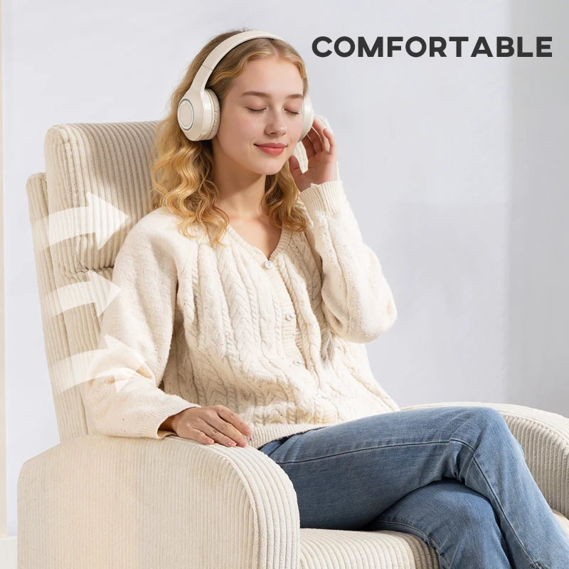 Corduroy Push Back Recliner Chair for Living Room & Home Theater – Manual Reclining Chair