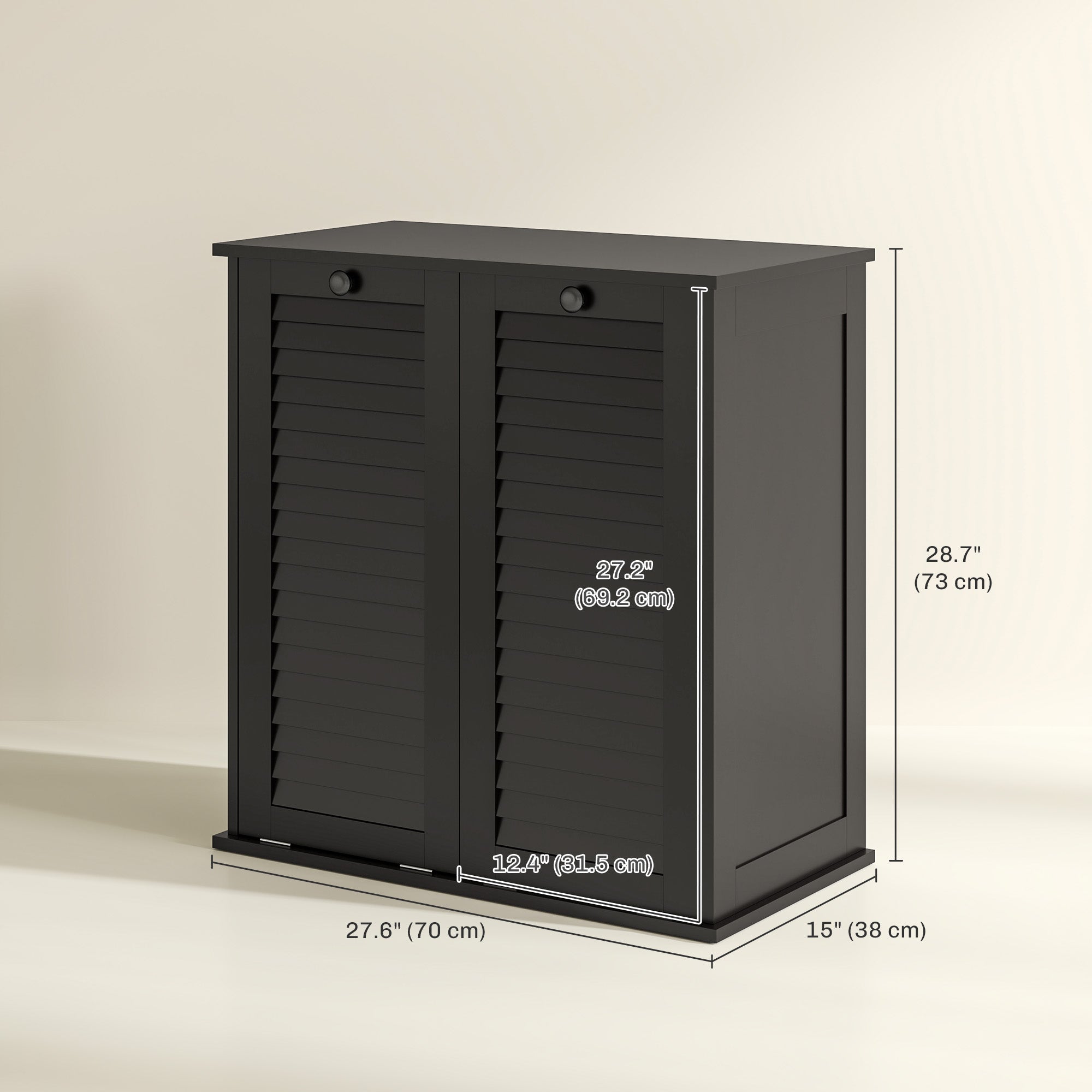HOMCOM Tilt Out Laundry Cabinet, Laundry Basket Cabinet with 2 Baskets and 2 Louvered Doors, Black 