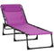 Outsunny Portable Folding Beach Bed 4-Level Adjustable Recliner Lounger Cot Purple Lightweight for Camping