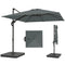 8' x 8' Offset Cantilever Patio Umbrella with Base Weights, UPF50+ Cantilever Parasol with 360° Rotation, Dark Grey