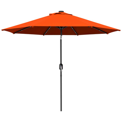 Outsunny 9ft Solar Patio Umbrella Outdoor Sunshade 24 LED Lights Tilt Canopy Orange 