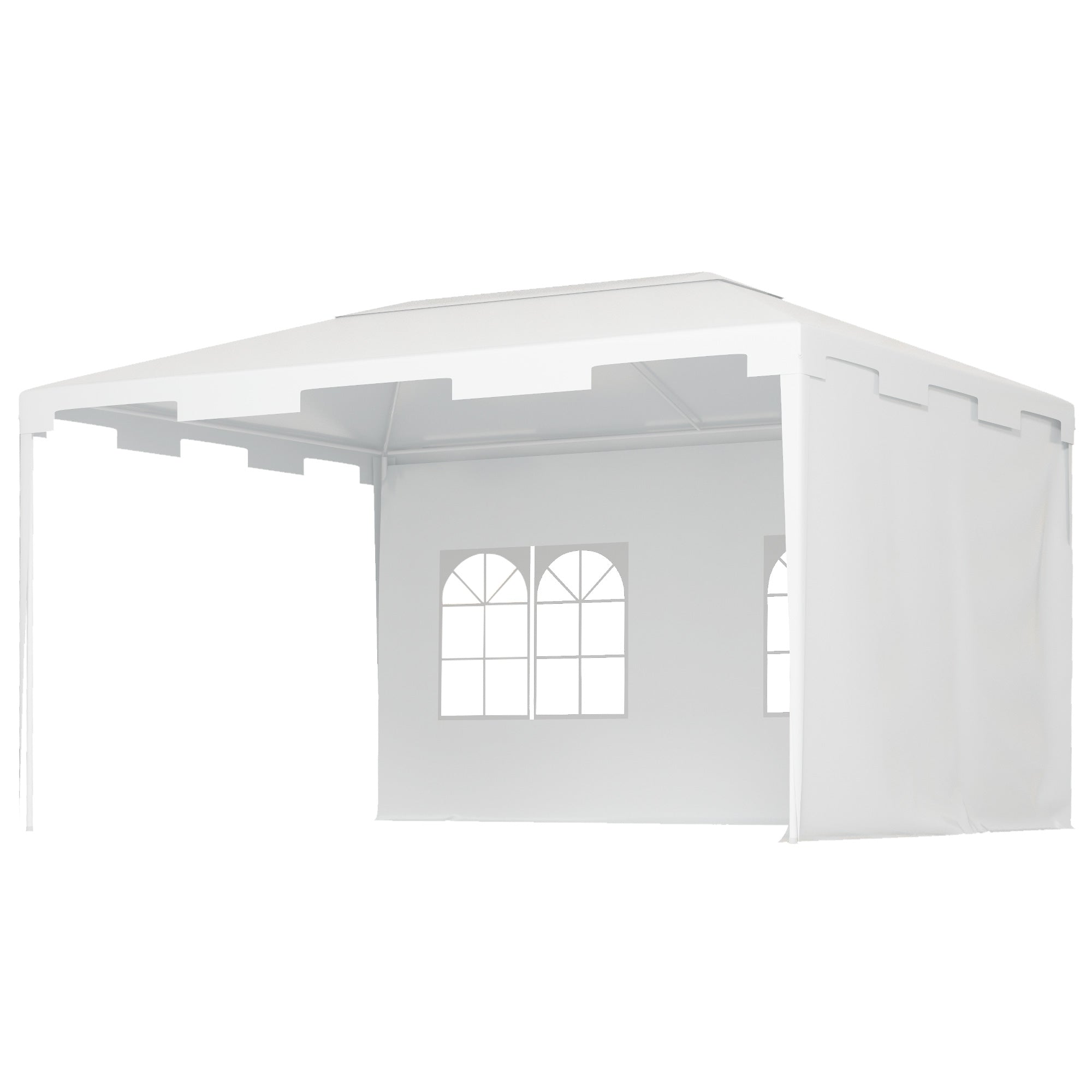 Outsunny 10x13ft Gazebo Party Tent Outdoor Canopy Garden Sun Shade w/Mesh Sidewalls, White 