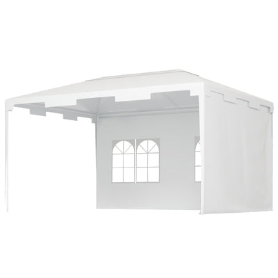 Outsunny 10x13ft Gazebo Party Tent Outdoor Canopy Garden Sun Shade w/Mesh Sidewalls, White 