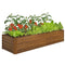 8 x 2.6 x 1.5ft Galvanized Raised Garden Bed, Reinforced Outdoor Planter Box with Open Bottom, Brown Wood Effect