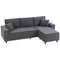 Corner Sofa with Changeable Chaise, Corduroy L-Shaped Sectional Sofa with Pocket Spring, 2 Pillows, Charcoal Grey