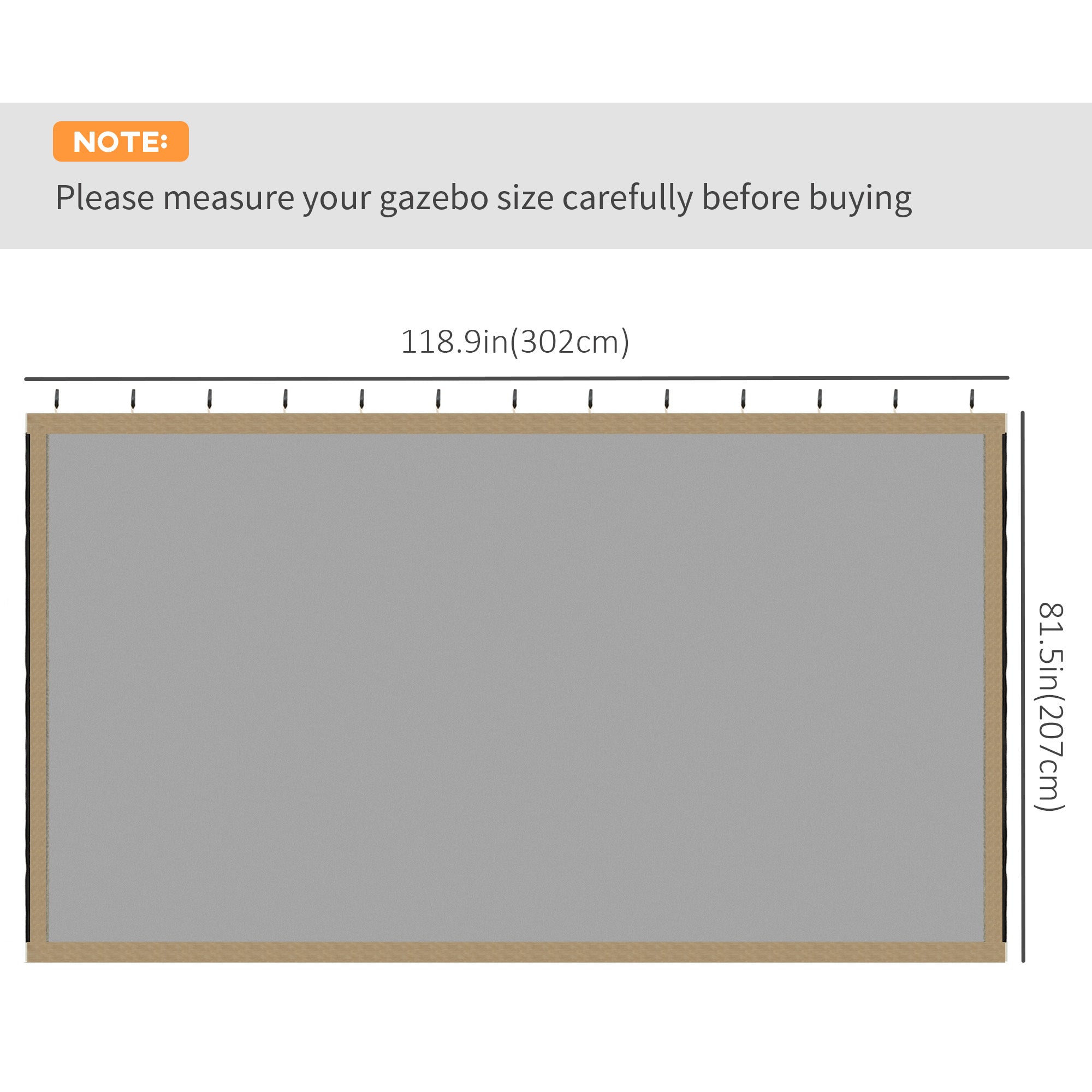 Outsunny Replacement Mosquito Netting for Gazebo 10' x 10' Screen Walls for Canopy with Zippers for Outdoor Activities, Khaki 