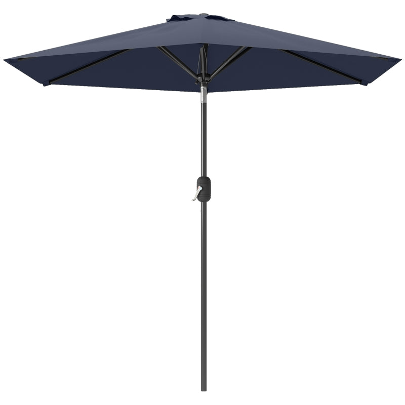 Patio Sun Umbrella, Outdoor Parasol with 6 Ribs, Blue