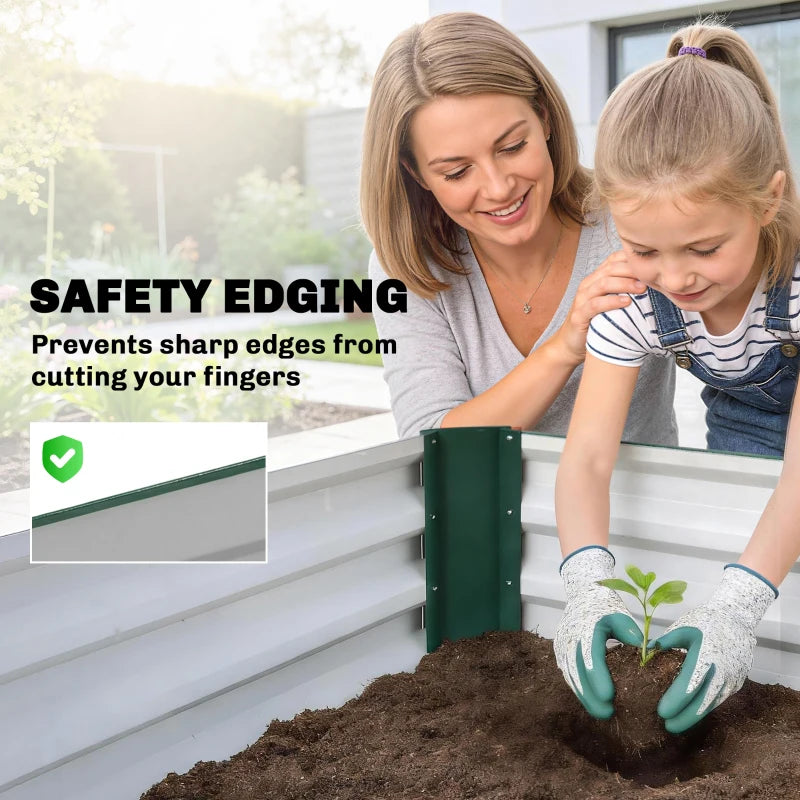 8 x 2.6 x 1.5ft Galvanized Raised Garden Bed, Reinforced Outdoor Planter Box with Open Bottom, Green