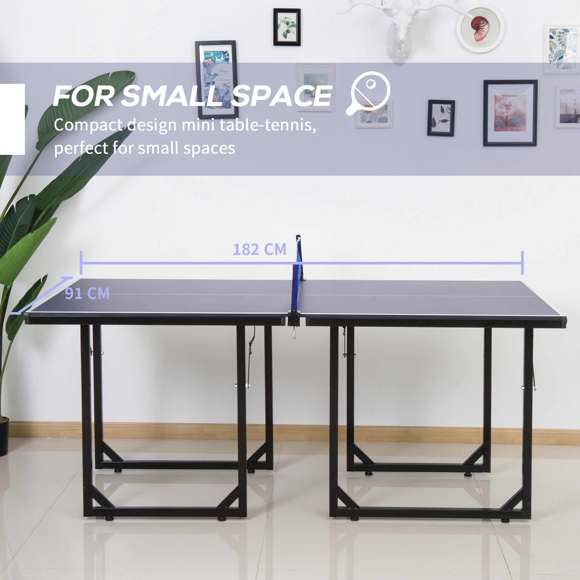 Soozier Compact Midsize Table Tennis Table 6x3ft Free Standing Folding Family Ping-pong Table Blue 