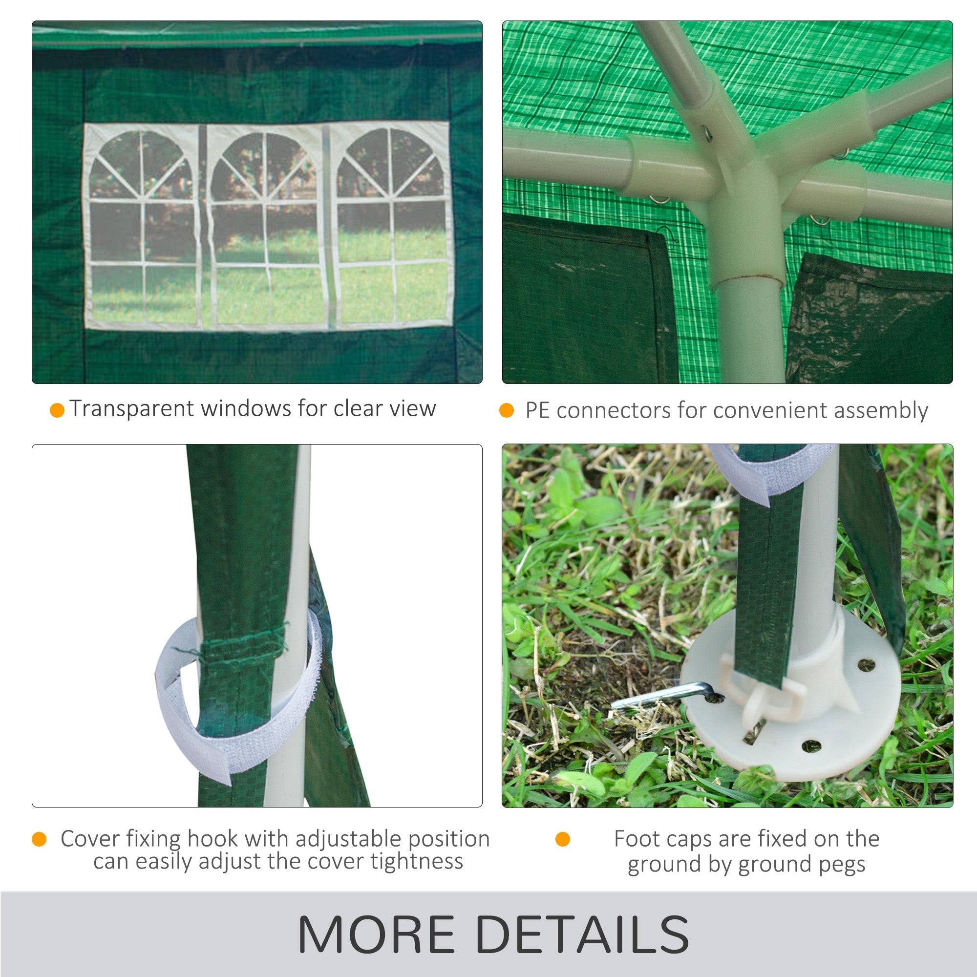 Outsunny 10' x 29' Canopy Tent, Party Tent with Sidewalls and Large Transparent Windows for Garden, Backyard, Outdoor, Green 