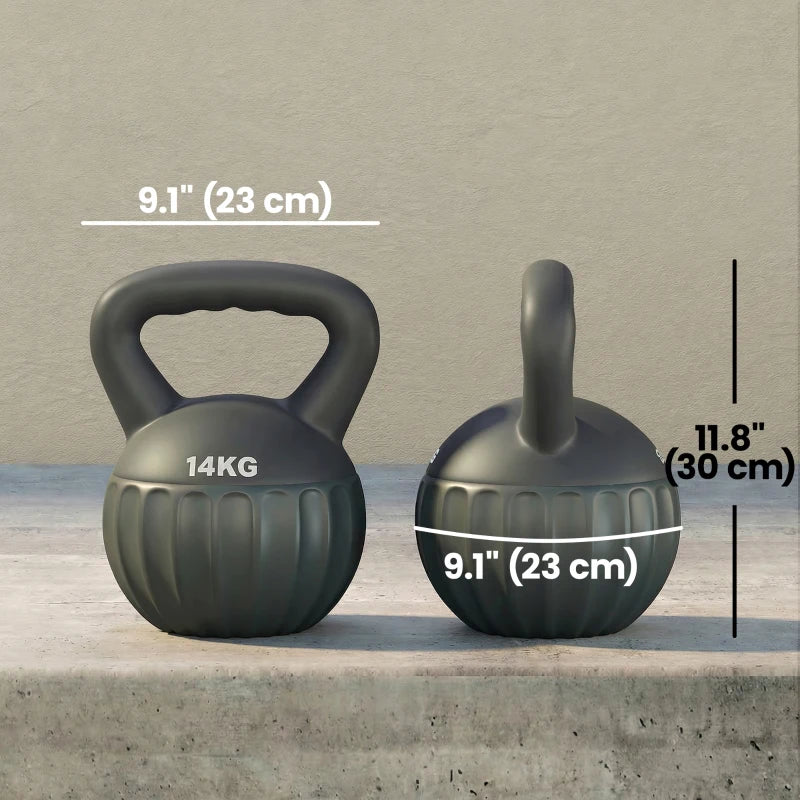 Soozier Kettlebell, 31 lbs Kettle Bell with Non-Slip Handle for Home Gym, Weight Lifting and Strength Training, Grey