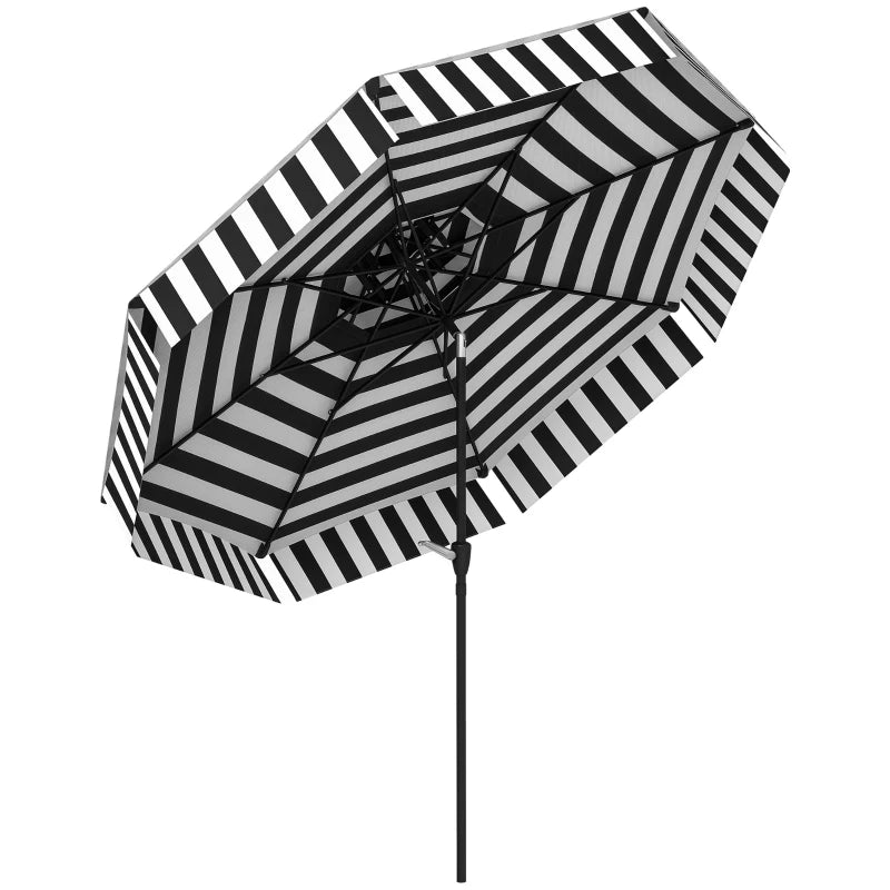 8.6 ft Patio Umbrella, UPF 30+ Outdoor Market Table Umbrella Parasol with 2-Tier Vent, Crank, 8 Ribs, Tilt, Black