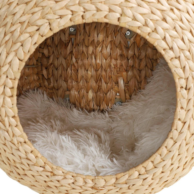 Cat Wall Shelf with Washable Cushion, Wall Mounted Cat Condo Furniture for Indoor Kittens, Beige