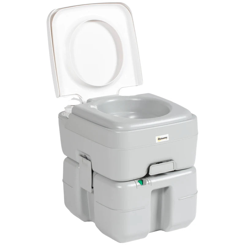 Porta Potty, 5.3 Gallon Portable Toilet with Level Indicator and Anti-Leak Pump for Camping, Boating, Hiking, Travel, RV