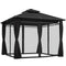 9' x 10' Outdoor Hardtop Gazebo Canopy w/ Double PC Roof, Steel Frame, Nettings, Curtains for Garden Lawn Deck, Black