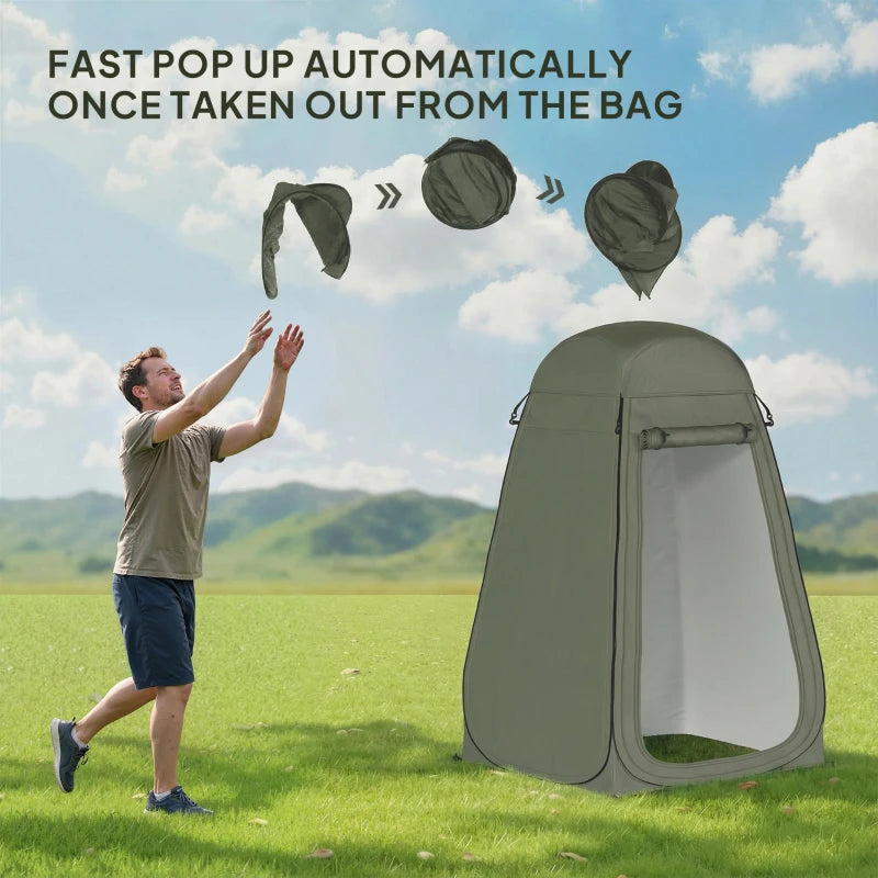Pop Up Shower Tent, Portable Privacy Room for Outdoor Changing, Dressing, Fishing Storage with Carrying Bag, Green