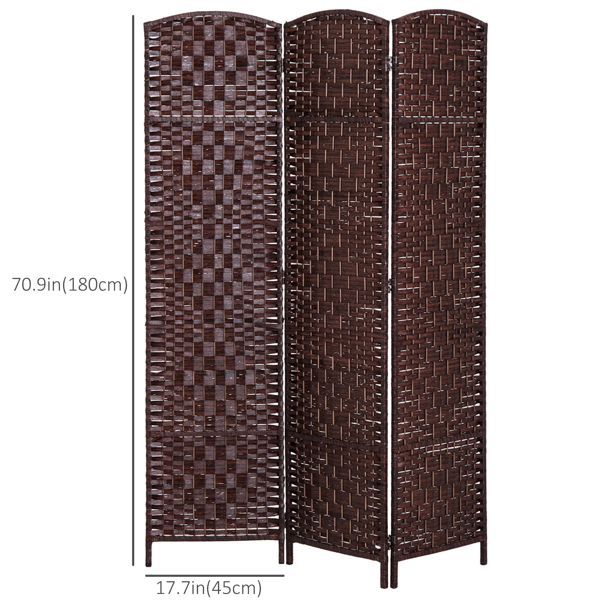 HOMCOM Rustic Charm Room Divider: 3-Panel Folding Wooden Frame Partition for Bedroom/Living Spaces, Warm Brown Tone 