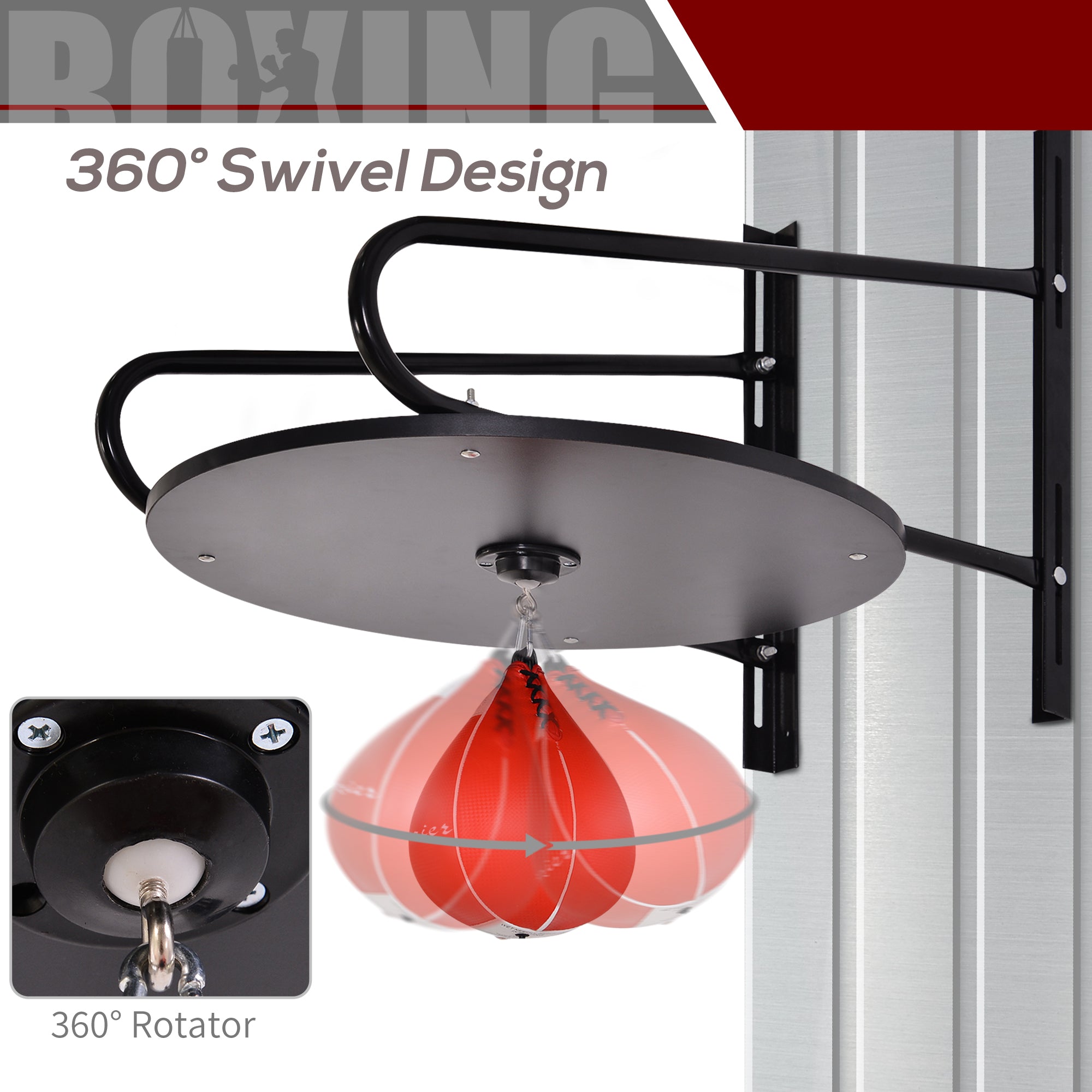 Soozier Wall-mounted Speed Bag Boxing Platform with Adjustable Height 