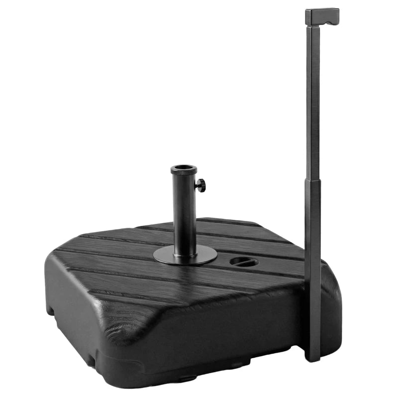 Patio Umbrella Base with Wheels, Telescopic Handle, 158 lb Sand/99 lb Water Filled Outdoor Patio Umbrella Stand, Black