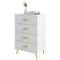 HOMCOM 4 Drawer Cabinet, Drawer Chest for Bedroom, Chest of Drawers with Aluminium Legs and Gold Handles, White