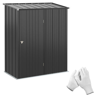 Outsunny Outdoor Storage Shed 5'x3' Steel Garden Tool Shed Lockable Door Backyard Storage Solution Charcoal Black 