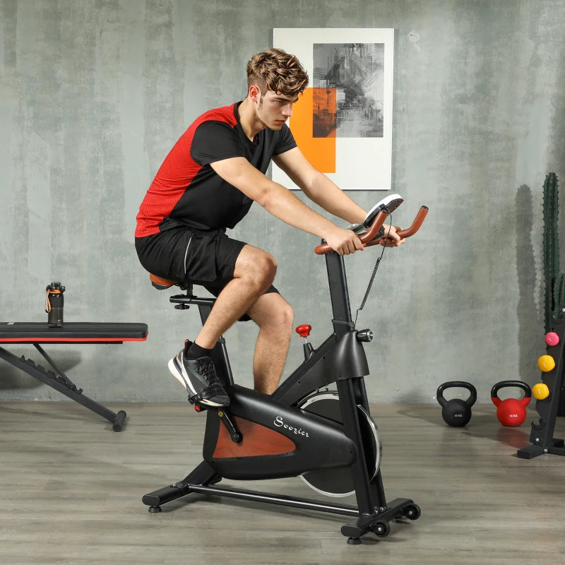Soozier Quiet Stationary Exercise Bike with Adjustable Resistance, Seat, Black
