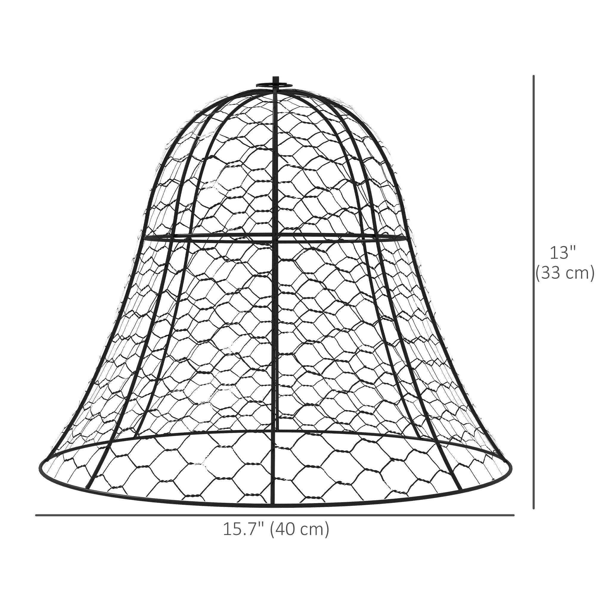 Outsunny 12 Pack Metal Garden Cloches 16"x13" Plant Cages Black Crop Protection to Keep Animals Out 