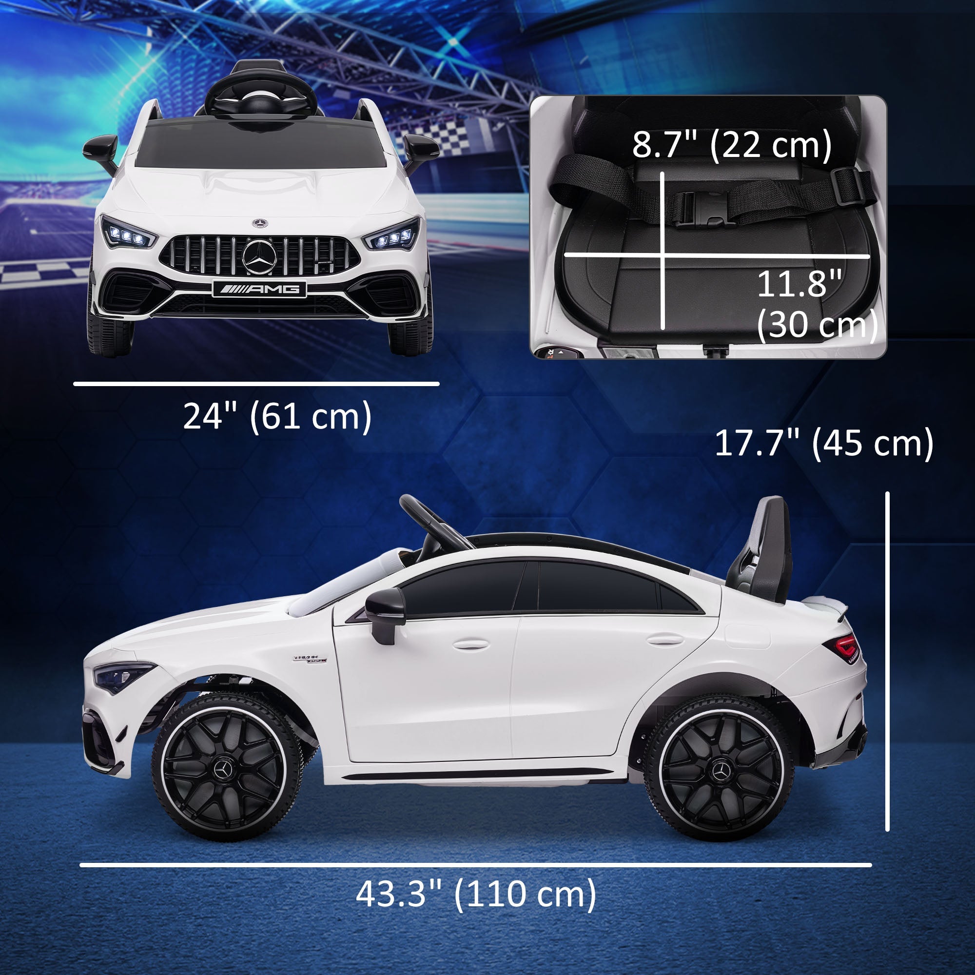 Qaba Mercedes-AMG Licensed 12V Ride on Car, Kids Electric Car with Remote Control, Spring Suspension, LED Lights, White 