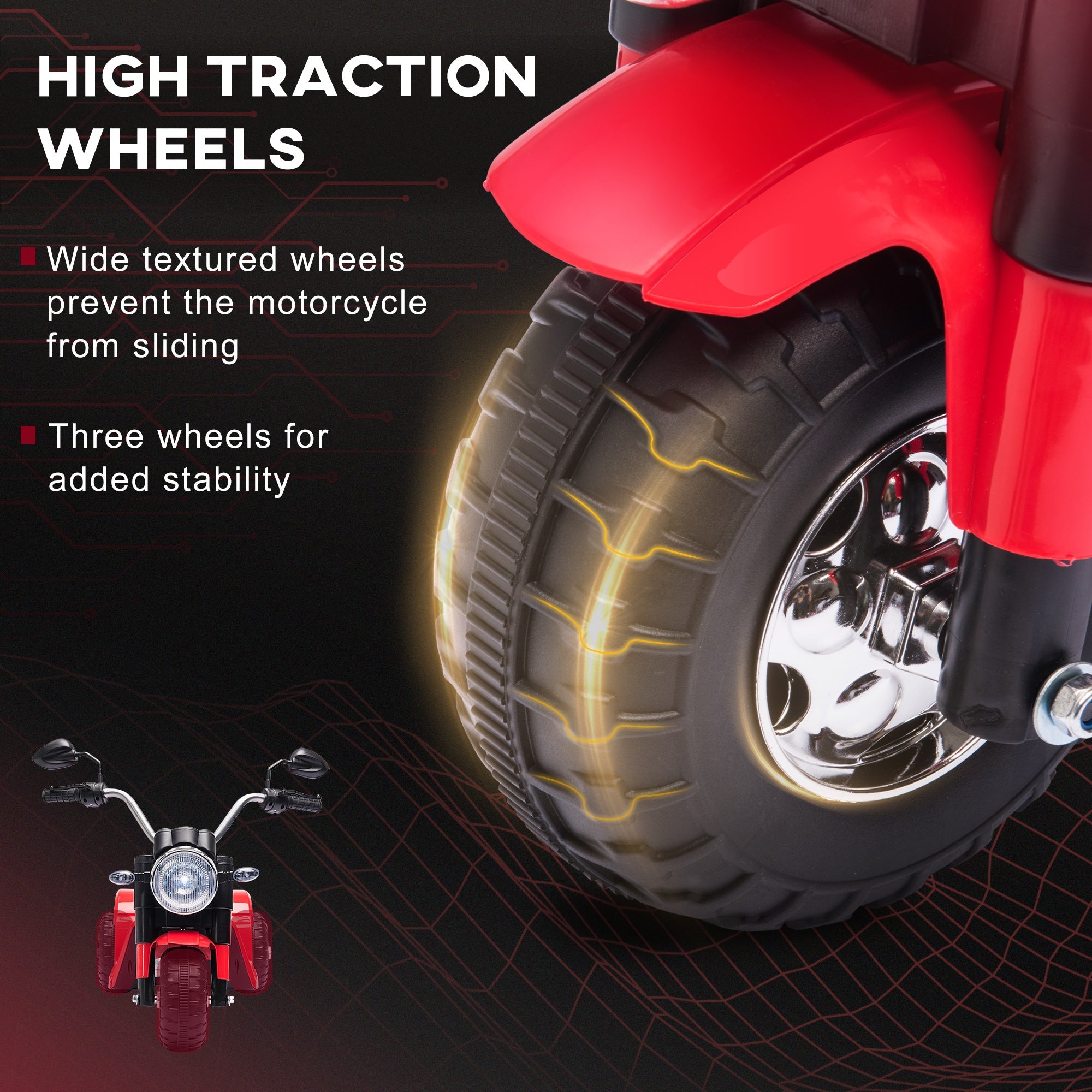 Aosom 6V Electric Kids Motorcycle Ride-On Dirt Bike 3-Wheels with Horn Headlights Red for Toddlers 
